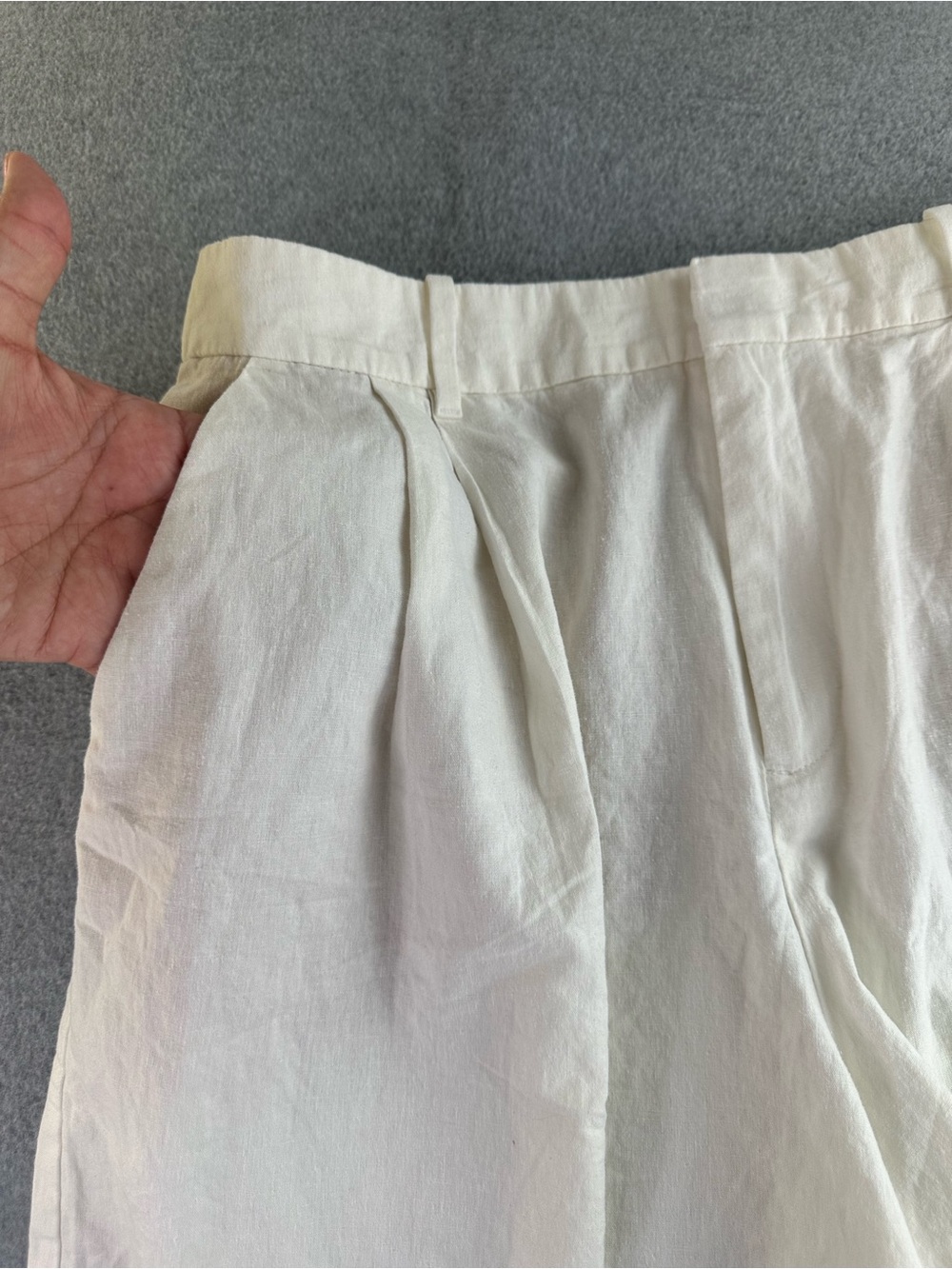 GAP White Linen Blend High Waisted Pleated Shorts Size Womens Large New With Tag - Picture 5 of 11